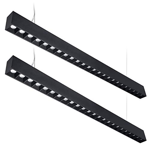 LEONLITE 4FT Anti Glare LED Linear Light Linkable, 0-10V Dimmable 100-277V Commercial-grade Architectural Suspended Lighting Fixture, Narrow Beam Angle, DLC & ETL, 40W 4600LM, 4000K Cool White, 2 Pack