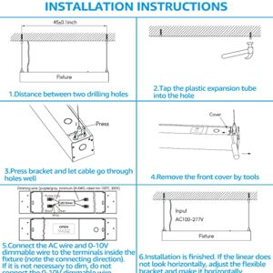 LEONLITE 4FT Anti Glare LED Linear Light Linkable, 0-10V Dimmable 100-277V Commercial-grade Architectural Suspended Lighting Fixture, Narrow Beam Angle, DLC & ETL, 40W 4600LM, 4000K Cool White, 2 Pack