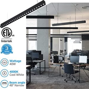 LEONLITE 4FT Anti Glare LED Linear Light Linkable, 0-10V Dimmable 100-277V Commercial-grade Architectural Suspended Lighting Fixture, Narrow Beam Angle, DLC & ETL, 40W 4600LM, 4000K Cool White, 2 Pack