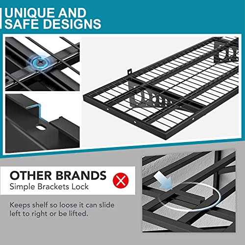 Dtrik Garage Storage Shelving Wall Mounted, 4 Pack 1.5x3.8ft, Loads 1000 lbs Heavy Duty Sturdy Shelves, Strong Garage Organiser, Storage Racks Units, Black Metal Floating Adjustable Wall System Shelf