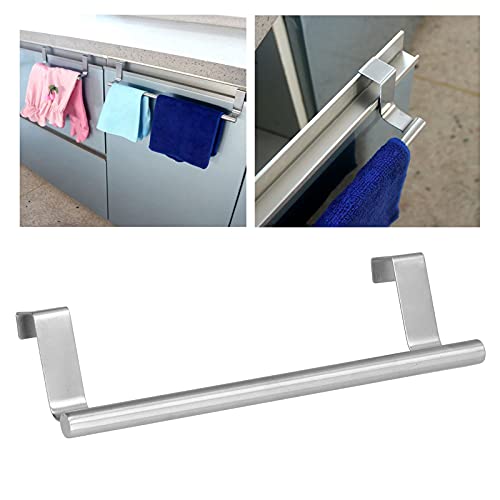 2PCS Metal Towel Bar Kitchen Cabinet Towel Rack Hang on Inside or Outside of Doors Kitchen Cabinet Towel Holder for Hand Towels Dish Towels Tea Towels(36cm)