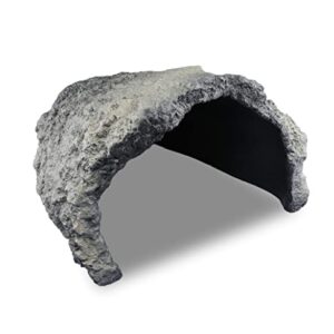 Gray Reptile Rock Cave Habitat Hide – Premium Non-Toxic Resin for Aquariums & Terrariums – Large Size