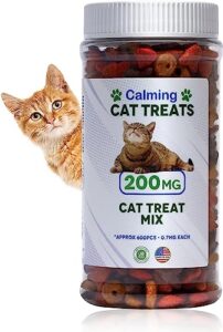 hypocbd seafood mix cat calming treats for anxiety | tasty chews for cat composure | relaxing aid for stressed cats | hemp oil calming pet treats - 200mg 8oz