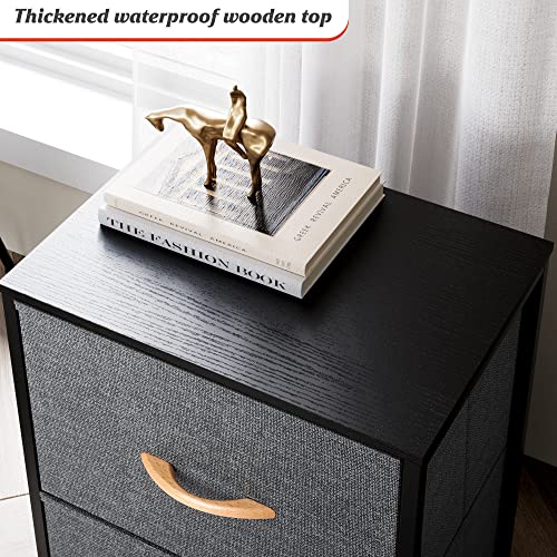 Nicehill Nightstand for Bedroom with Drawers, Small Dresser, Bedside Furniture, Night Stand End Table with Storage Drawers for Bedroom, Dark Grey