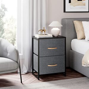 Nicehill Nightstand for Bedroom with Drawers, Small Dresser, Bedside Furniture, Night Stand End Table with Storage Drawers for Bedroom, Dark Grey