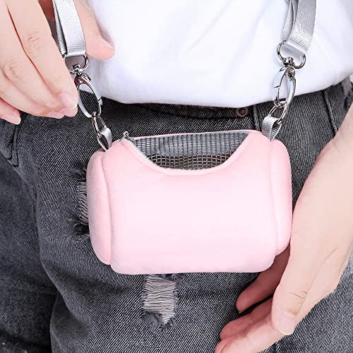 DONGKER Hamster Carrier Bag,Breathable Cylinder Small Animal Warm Outdoor Handbag with Adjustable Strap for Hamster Hedgehog Squirrel