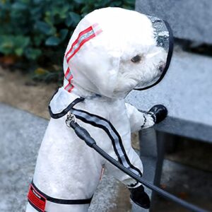 KALERA Adjustable Dog Raincoat, Waterproof Dog Rain Poncho Slicker 4-Leg Puppy Rain Hoodie, Pet Rainwear Jacket with hat, Transparent Brim, Reflective Strip & Leash Hole for Small Dogs (Small)