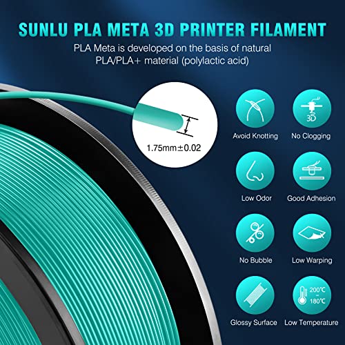 SUNLU 250g PLA Silk Filament 1.75mm Bundle and PLA Meta 3D Printer Filament Grey,Dimensional Accuracy +/- 0.02 mm, 0.25 kg Spool, 8 Rolls, Black+White+Light Gold+Silver+Brass+Red