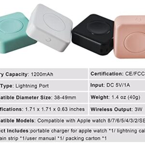 NHCASURUE Portable Charger for Apple Watch 1200mAh Compact Wireless Power Bank Magnetic Battery Pack with Keychain for iWatch Charger Travel for Apple Watch Series 8/7/6/5/4/3/2/SE/Ultra(White)