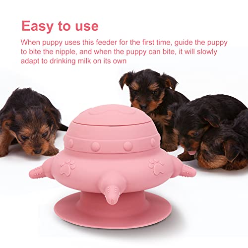 Puppy Feeder Milk Bowl for Nursing Puppy, 4 Teats Puppy Bottles for Multiple Puppies, 240ml Doggie Bubble Feeder Puppy Bottles