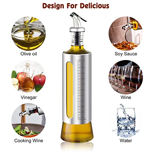 ZENG Oil Dispenser Bottle for Kitchen, Olive Oil and Vinegar Dispenser Bottle Set, Stainless Steel Oil Bottles Dispenser, Glass Oil Sauce Bottle Dispenser