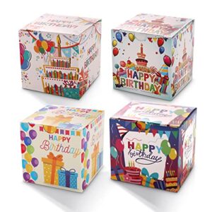 small gift box 24 pack 3 x 3 x 3 inches,birthday party favor treat boxes,birthday gift box contains 4 styles,fold box easy assemble paper gift box for presents, birthday,party favor,crafting supplies