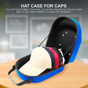 Hat Case for Caps - Cap Storage for Baseball Caps with Carrying Handle & Shoulder Strap – Hard EVA material - This Organizer Holder Protects up to 6 Hats - Ideal for Traveling & At-Home Storage (Blue)