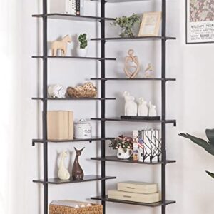 HOMISSUE Bookshelf,12-Tier L Shaped Bookshelf, Double Wide Corner Wall Mount Shelf with Metal Frame and Wood,Modern Industrial Corner Shelf for Living Room, Kitchen, Home Office Grey