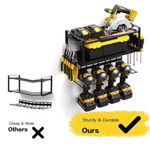 Power Tool Organizer, Garage Tool Organizers and Storage Wall Mount, Screwdriver Organizer and Drill Holder, Storage Shelf for Cordless Tool, Heavy Duty Utility Rack for Garage and Workshop(Black)