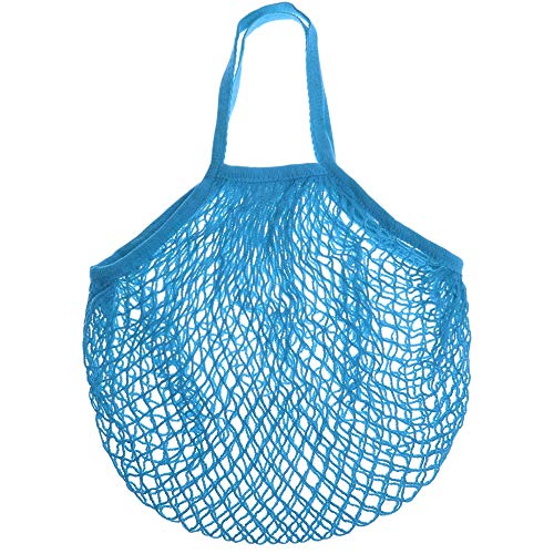 maxgoods Mesh Bag Cotton Storage Handbag Tote Shopping String Portable Fishnet Woven Net Tote(sky blue-Long)