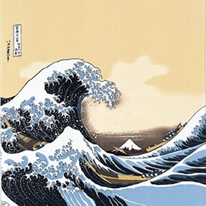 furoshiki wrapping cloth japanese ukiyo-e design 26.8x26.8 made in japan (the great wave off kanagawa)