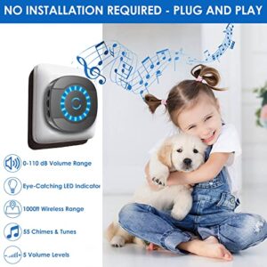 Lalolee Dog Doorbell, Dog Bell for Potty Training Wireless Doggie Door Bell for Dog Puppy Training Sliding Door/Go Outside Doorbell and Waterproof Touch Button