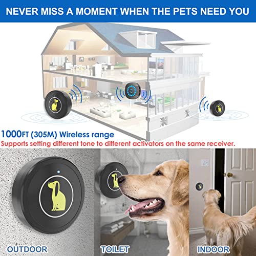 Lalolee Dog Doorbell, Dog Bell for Potty Training Wireless Doggie Door Bell for Dog Puppy Training Sliding Door/Go Outside Doorbell and Waterproof Touch Button