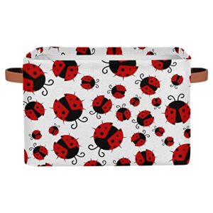 auuxva ladybugs red polka dot cube storage bin with handle collapsible laundry storage basket rectangle container box for home office closet shelves 1 pack