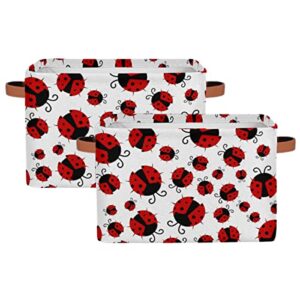 AUUXVA Ladybugs Red Polka Dot Cube Storage Bin with Handle Collapsible Laundry Storage Basket Rectangle Container Box for Home Office Closet Shelves 1 Pack