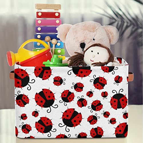 AUUXVA Ladybugs Red Polka Dot Cube Storage Bin with Handle Collapsible Laundry Storage Basket Rectangle Container Box for Home Office Closet Shelves 1 Pack
