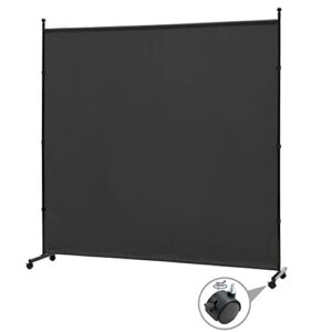 simflag 6ft single panel room divider with wheels,rolling fabric room dividers for partition privacy screens,freestanding wall divider for home office,restaurant,hospital,(black)