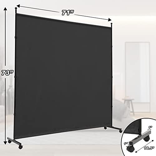 SIMFLAG 6FT Single Panel Room Divider with Wheels,Rolling Fabric Room Dividers for Partition Privacy Screens,Freestanding Wall Divider for Home Office,Restaurant,Hospital,(Black)