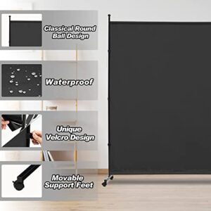 SIMFLAG 6FT Single Panel Room Divider with Wheels,Rolling Fabric Room Dividers for Partition Privacy Screens,Freestanding Wall Divider for Home Office,Restaurant,Hospital,(Black)