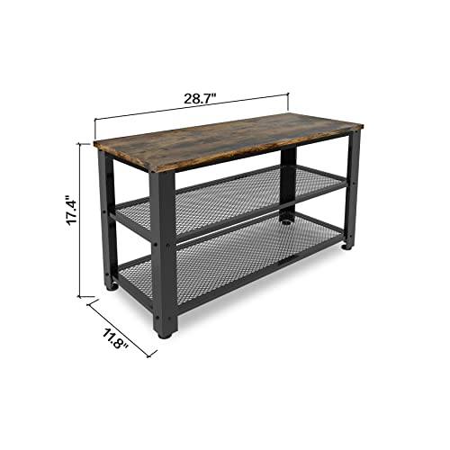 FUSLITE Shoe Bench, 3-Tier Shoe Rack with Mesh Shelves, Shoe Storage Organizer Shoe Rack with Storage Shelves for Entryway, Hallway, Mudroom, Bedroom, Closet