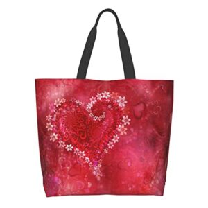 zelamiee love hearts florals washable large shopping tote bag with handle for work shopping beach travel