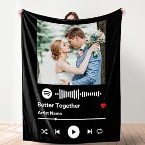 funstudio custom blankets with photos, personalized picture throw blanket, music song style wedding anniversary birthday customized gifts for couples boyfriend girlfriend sister