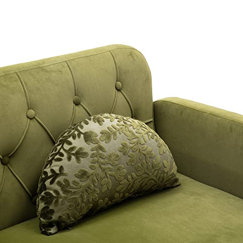 HomSof, Green Loveseat Velvet Chair, Small Couch for Bedroom, Sofa with Metal feet, 2 Pillows Included