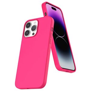 k tomoto compatible with iphone 14 pro max case for women, [drop protection] [anti-fingerprint] [anti-scratch] shockproof soft-touch silicone phone case for iphone 14 pro max 6.7", hot pink