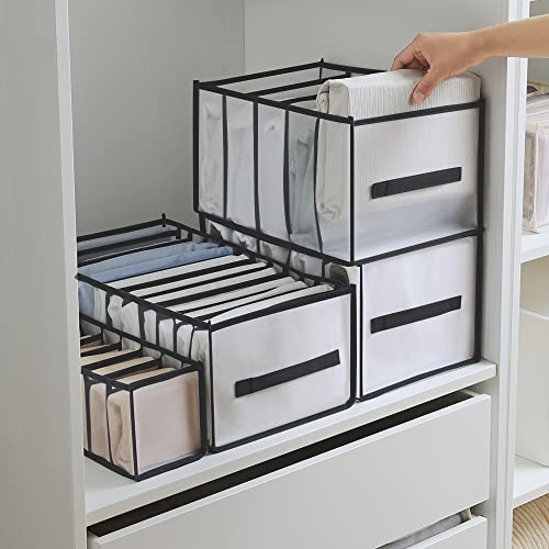 Closet Organizers and Storage, 12 Grids T-Shirt Organizer for Closet, Wardrobe Clothes Organizer, Clothes Organizer Jean Organizer for Closet, Clothes Storage Organizer for Pants, Shirts(3 Pcs,Black)