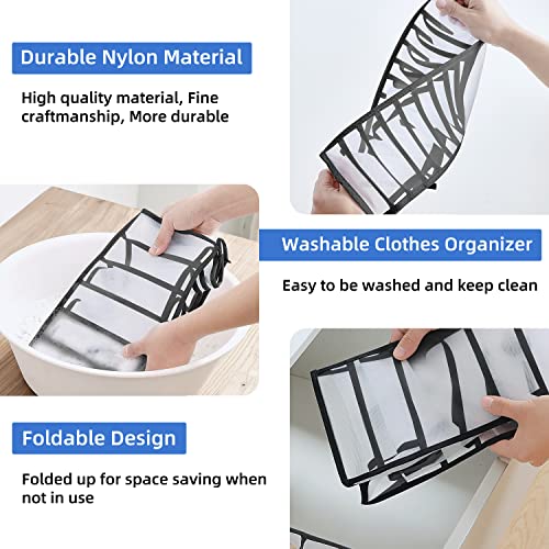 Closet Organizers and Storage, 12 Grids T-Shirt Organizer for Closet, Wardrobe Clothes Organizer, Clothes Organizer Jean Organizer for Closet, Clothes Storage Organizer for Pants, Shirts(3 Pcs,Black)