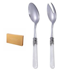 cathylin salad servers stainless steel salad serving set salad fork and spoon