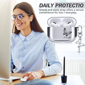 Cute AirPods Pro Case with Beautiful Butterfly Pendant Keychain, Soft Protective Electroplating Cover for AirPods Pro Case