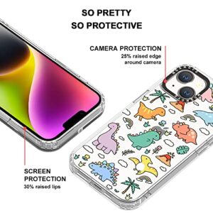 MOSNOVO Compatible with iPhone 14 Case, [Buffertech 6.6 ft Drop Impact] [Anti Peel Off Tech] Clear TPU Bumper Phone Case Cover with Cute Joyful Dinosaur Designed for iPhone 14 6.1"