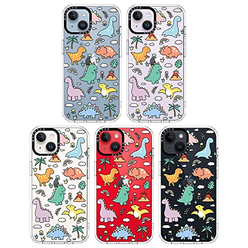 MOSNOVO Compatible with iPhone 14 Case, [Buffertech 6.6 ft Drop Impact] [Anti Peel Off Tech] Clear TPU Bumper Phone Case Cover with Cute Joyful Dinosaur Designed for iPhone 14 6.1"