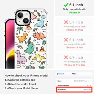 MOSNOVO Compatible with iPhone 14 Case, [Buffertech 6.6 ft Drop Impact] [Anti Peel Off Tech] Clear TPU Bumper Phone Case Cover with Cute Joyful Dinosaur Designed for iPhone 14 6.1"