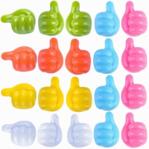 20pcs self adhesive thumb hook holder, mutifunctional silicone thumb wall hook for hanging, funny data cable organizer, wall hangers without nails for cable clip key hat makeup brush