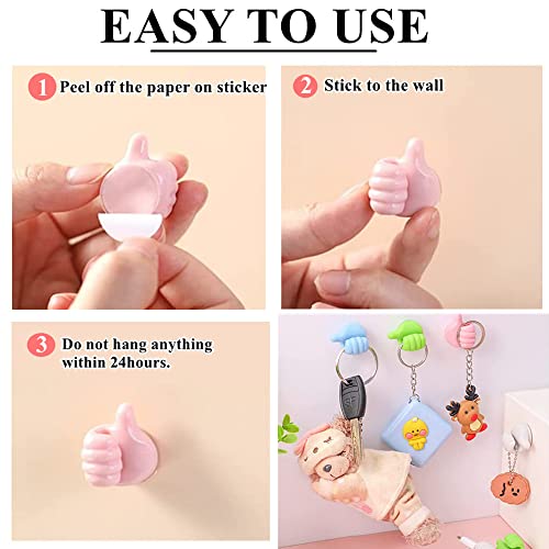 20pcs Self Adhesive Thumb Hook Holder, Mutifunctional Silicone Thumb Wall Hook for Hanging, Funny Data Cable Organizer, Wall Hangers Without Nails for Cable Clip Key hat Makeup Brush