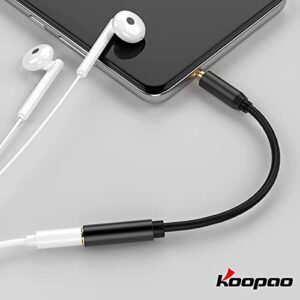 KOOPAO (1 Pack 3.5mm Audio Converter,3.5mm Male to Female Auxiliary Stereo Audio Headphone Jack AUX Adapter [4-Conductor TRRS] for iPhone, Smartphones, Tablets, Speakers, Microphone & Card Readers