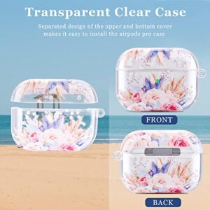 MOFREE Compatible with AirPods Pro Case, Clear TPU Airpods Pro Case Cover with Durble Keychain Women, Cute Flower Shockproof Protective Cover for Apple Airpods Pro Charging Case 2019 Front Led Visible