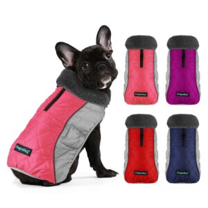 fragralley dog winter coat - warm dog jacket soft fleece lined for cold weather, waterproof windproof puppy coat, reflective adjustable pet vest apparel for small medium large dogs (large, pink)
