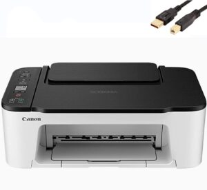 canon pixma ts series wireless all-in-one color inkjet printer - print copy scan - mobile printing, 50 sheets paper tray, 4800 x 1200 dpi, 1.5'' lcd display, with mtc printer cable white