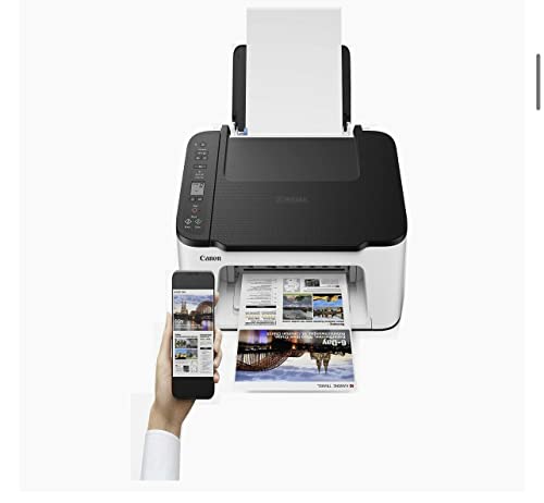 Canon PIXMA TS Series Wireless All-in-One Color Inkjet Printer - Print Copy Scan - Mobile Printing, 50 Sheets Paper Tray, 4800 x 1200 dpi, 1.5'' LCD Display, with MTC Printer Cable White