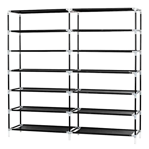 MEWG 7 Tiers Portable Shoe Shelf, Large Shoe Rack Organizer 50 Pairs, Shoe Storage with Waterproof Non-Woven Fabric, High Capacity, Removable & Dust Large