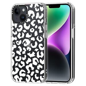 mosnovo compatible with iphone 14 plus case, [buffertech™ 6.6 ft drop impact] [anti peel off tech] clear tpu bumper phone case cover with white leopard designed for iphone 14 plus 6.7"